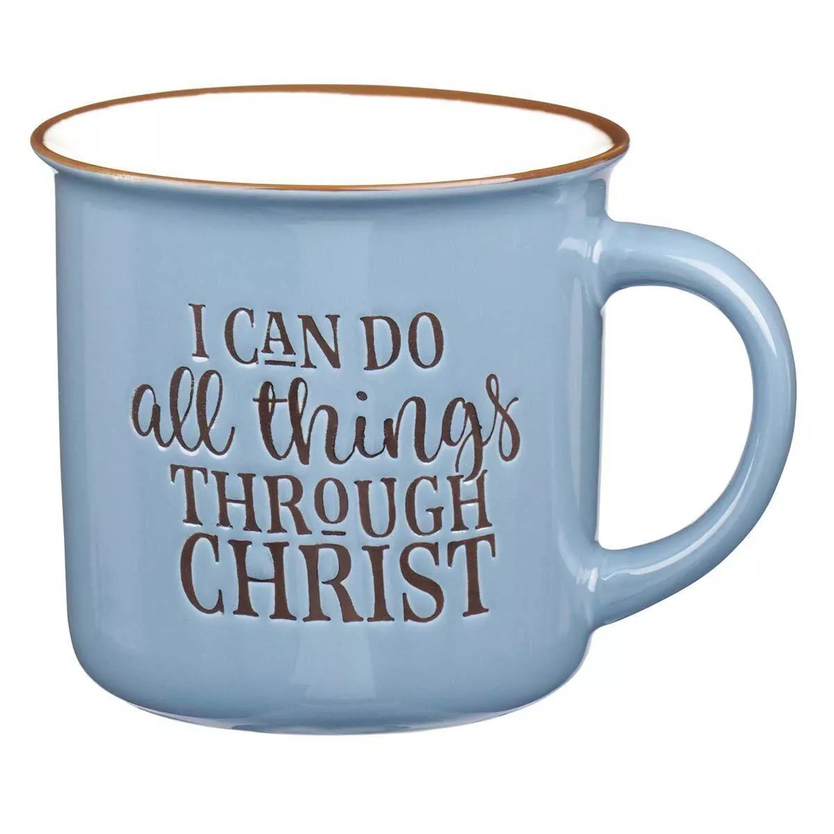 I Can Do All Things Through Christ Blue Camp-style Ceramic Coffee Mug – Philippians 4:13