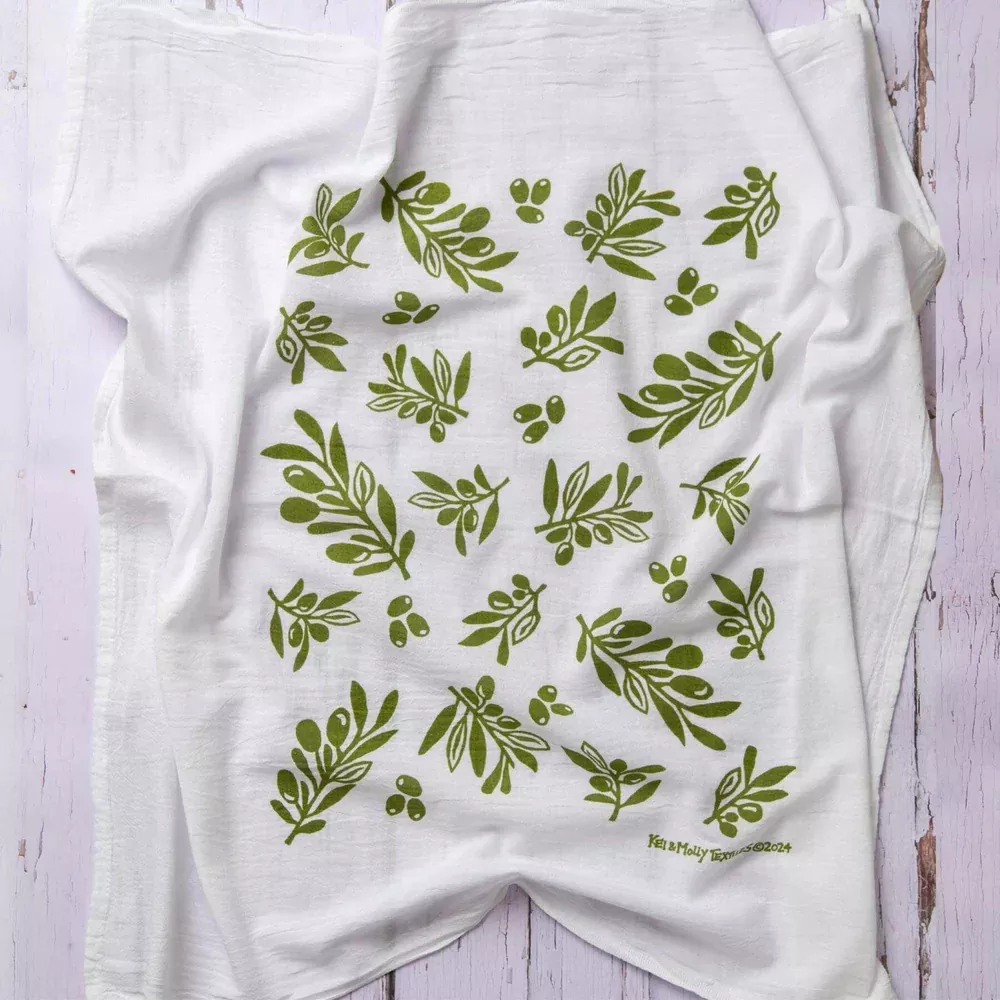 Kei & Molly Flour Sack Dish Towel - Olives Green