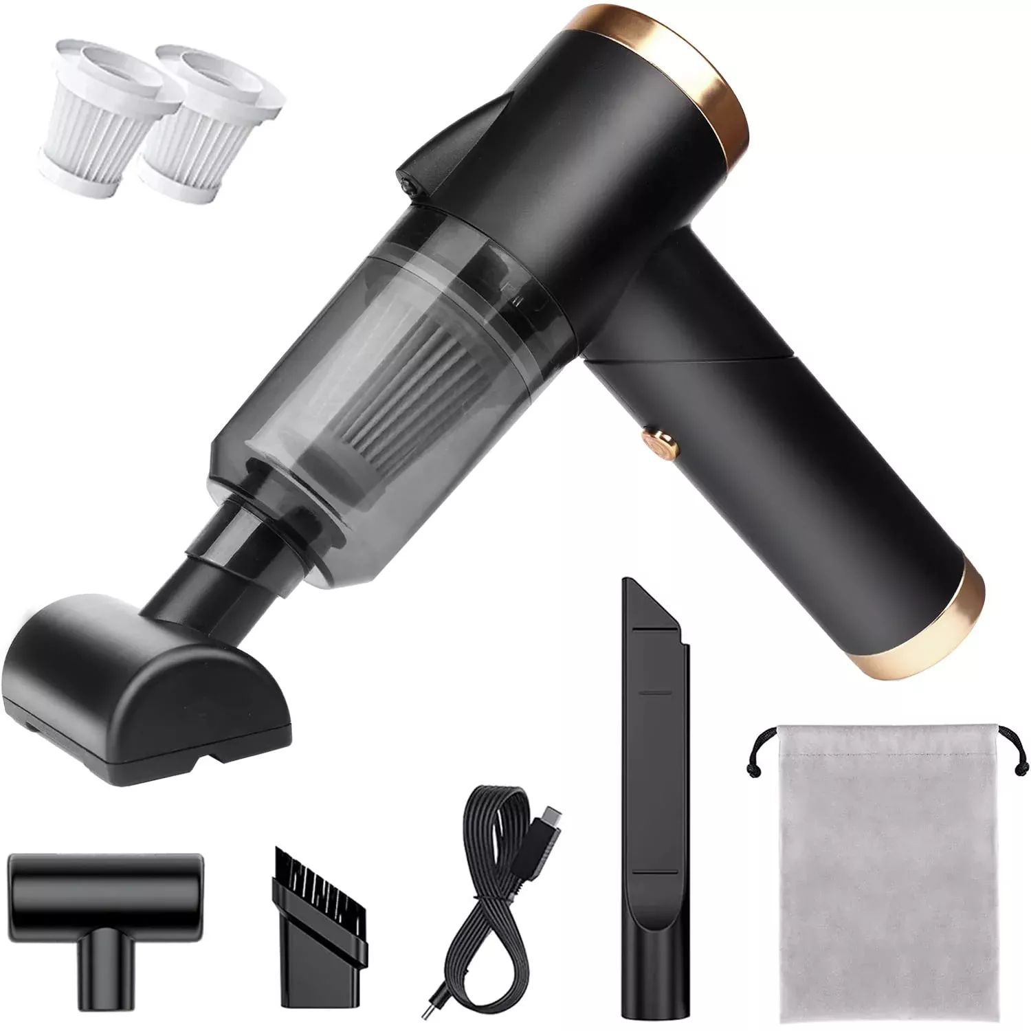 Koroick Wireless Handheld Car Vacuum Cleaner - 90° Foldable Portable Vacuum Cleaner For Car, 9000Pa Suction Cordless Car Vacuum, Rechargeable Mini Car Vacuum For Vehicle, Home And Office (Black)