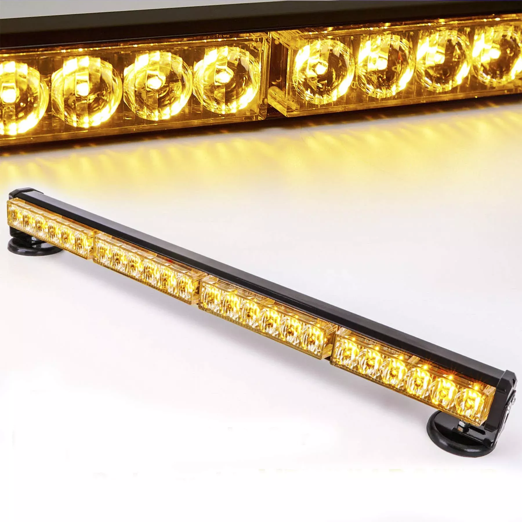 Le-Jx 24” Amber Wireless Traffic Advisor Emergency Lights Bar Battery Led Strobe Warning Light Roof Top Hazard Flash With Magnetic Base Mount And 12V Rechargeable Plug( 24 Led,Yellow)