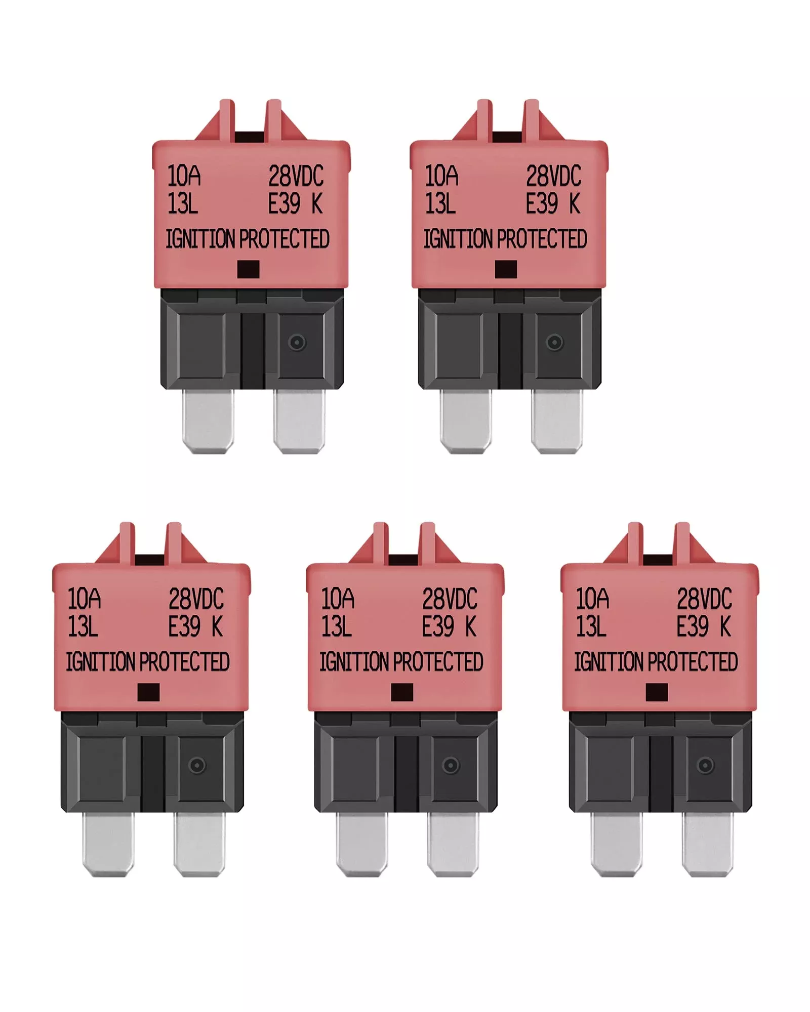 LENKRAD 10A Resettable Fuse Breaker - Low Profile ATC/ATO, 5 Pack, 12V-32V DC, Durable Plastic, Model F0162-5PK