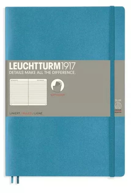 LEUCHTTURM Notebook Softcover, Composition (B5), Ruled Journal - Nordic Blue