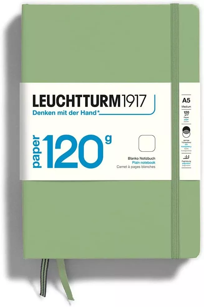 LEUCHTTURM1917 120g Edition Notebook (A5), 203 pages, Plain - Sage Green