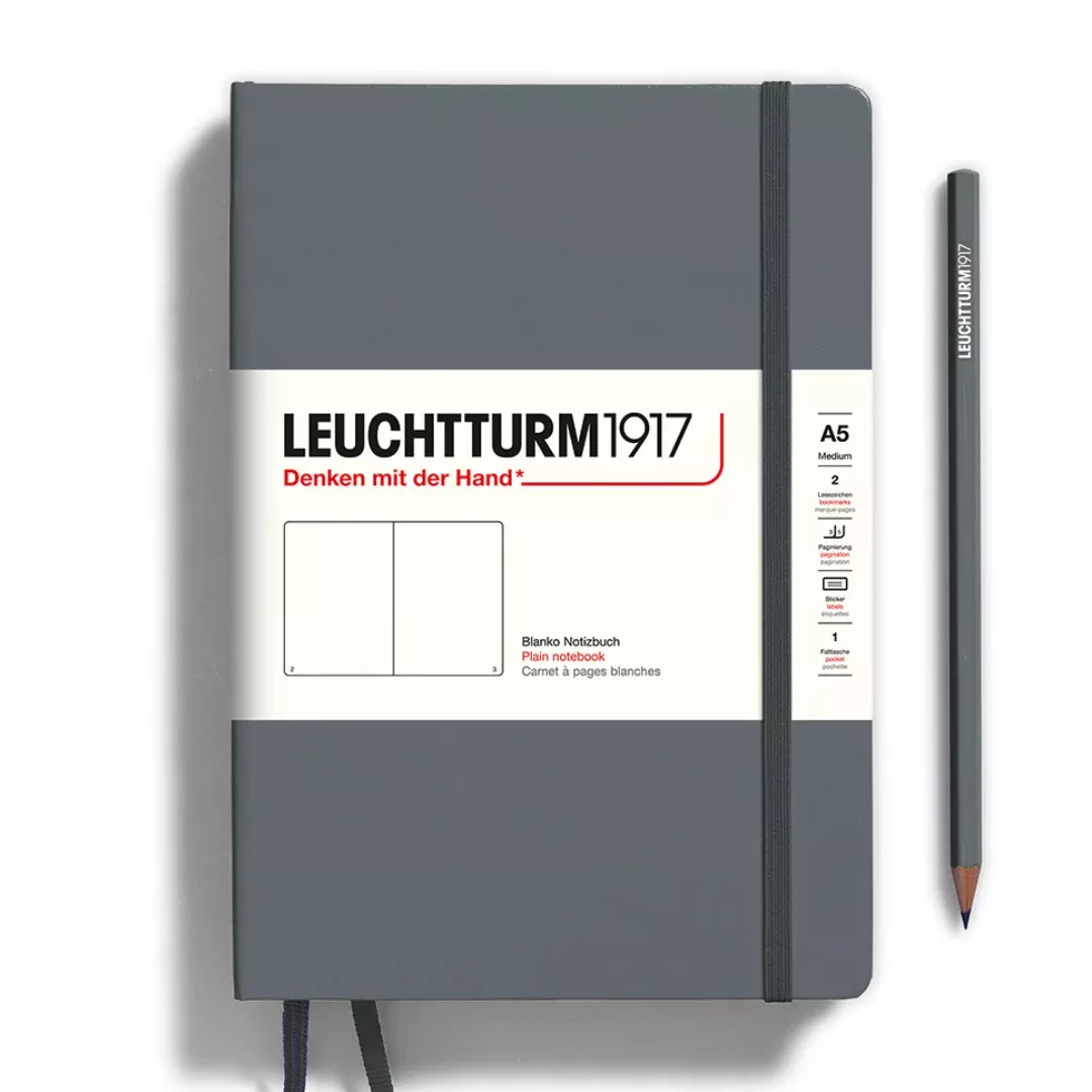 Leuchtturm1917 A5 Medium Hardcover Notebook - Plain / Anthracite
