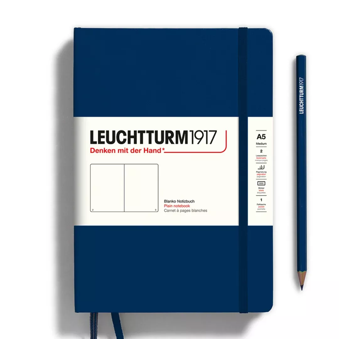 Leuchtturm1917 A5 Medium Hardcover Notebook - Plain / Navy
