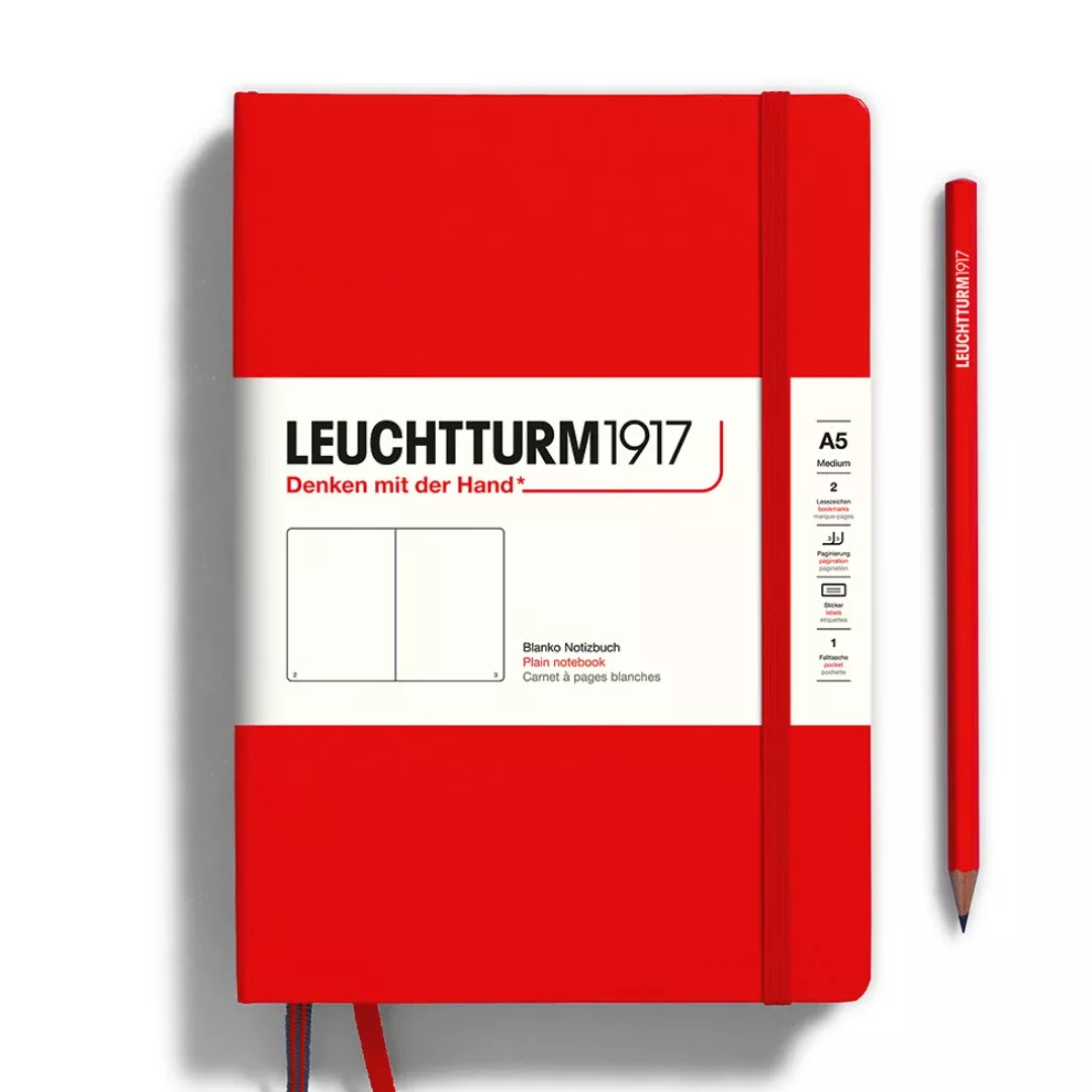 Leuchtturm1917 A5 Medium Hardcover Notebook - Plain / Red