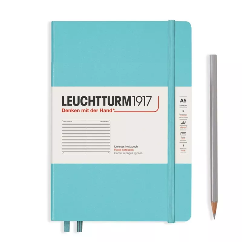 Leuchtturm1917 A5 Medium Hardcover Notebook - Ruled / Aquamarine