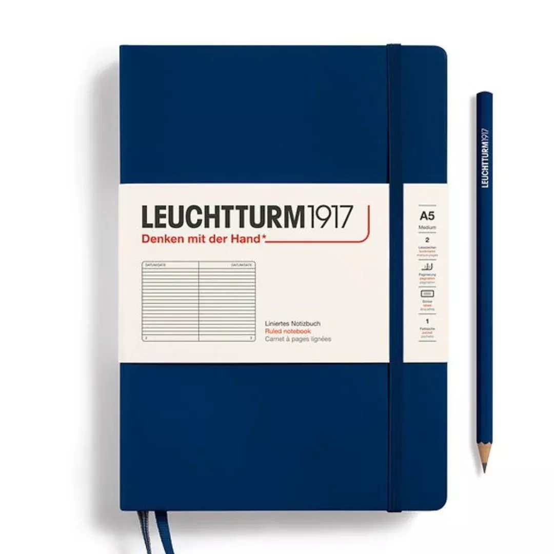 Leuchtturm1917 A5 Medium Hardcover Notebook - Ruled / Navy