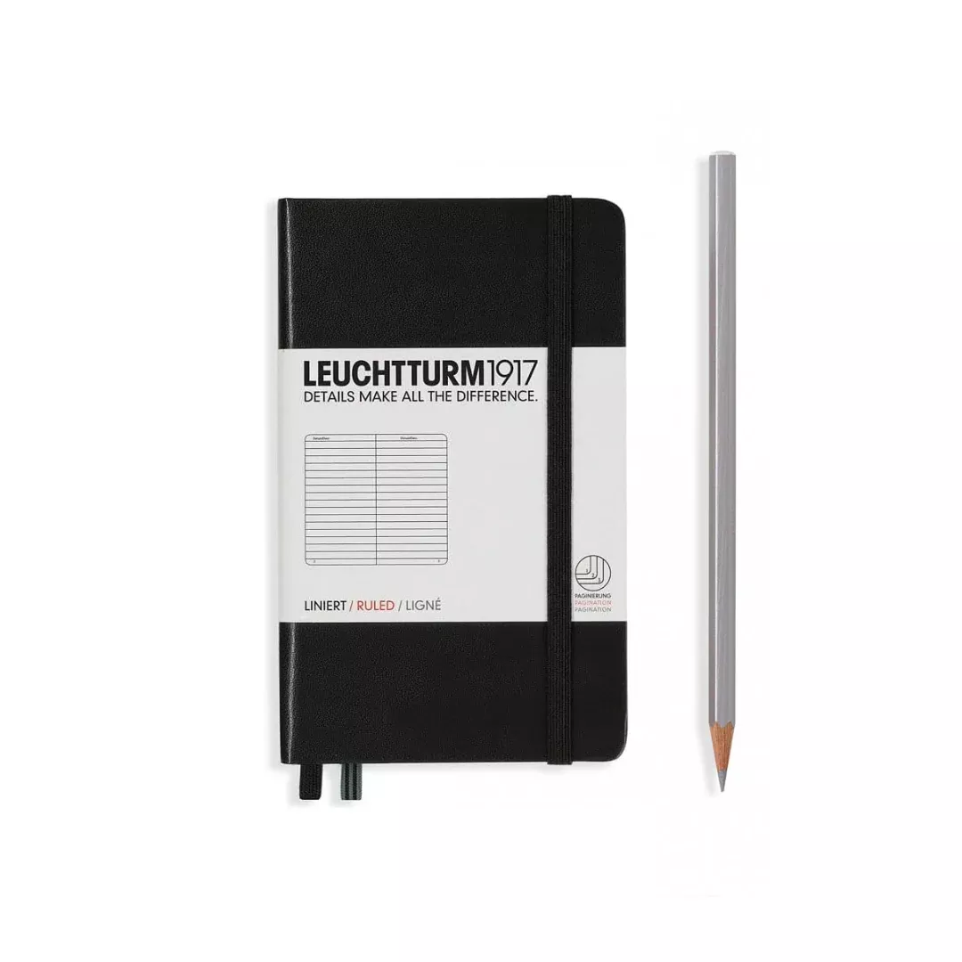 Leuchtturm1917 A6 Pocket Hardcover Notebook - Ruled / Black