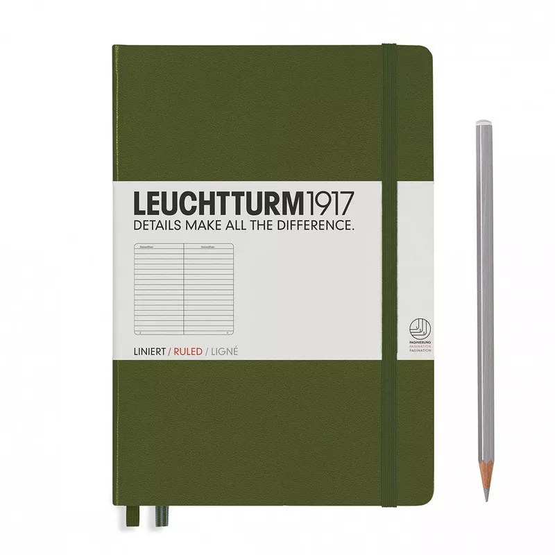 Leuchtturm1917 Hardcover A5 Medium Notebook Army - Ruled