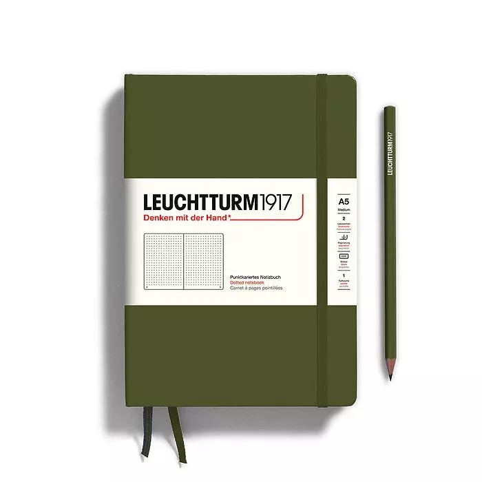 LEUCHTTURM1917 Hardcover Notebook Medium A5 Dotted- Army Green