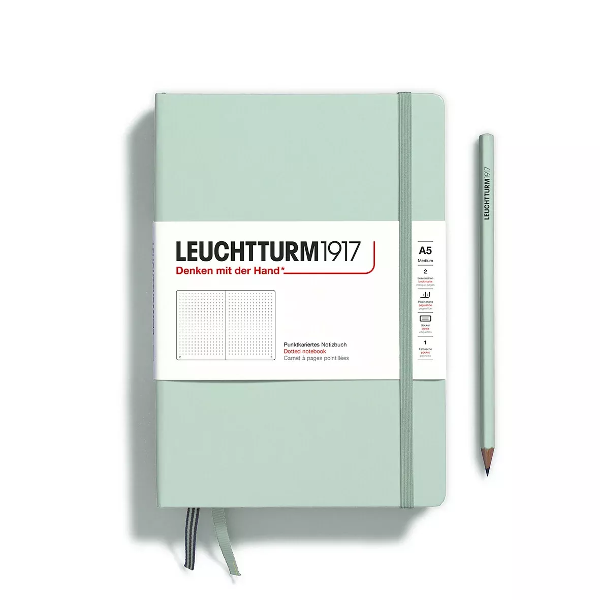 LEUCHTTURM1917 HC Notebook, Medium (A5), 251 p., Dotted - Mint Green