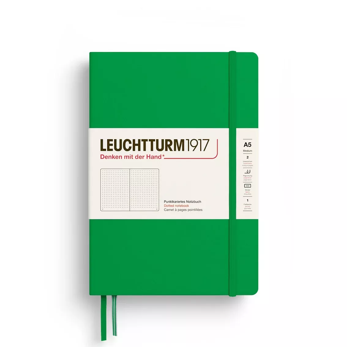 LEUCHTTURM1917 HC Notebook, Medium (A5), 251 p., Dotted - Spring Leaf