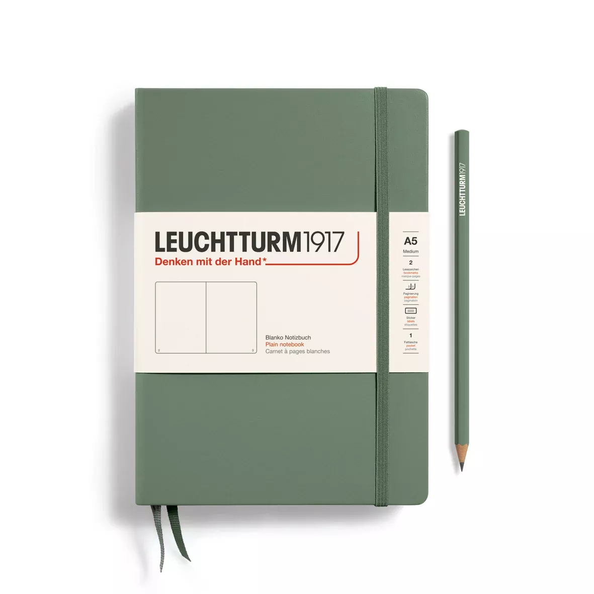 LEUCHTTURM1917 HC Notebook, Medium (A5), 251 p., Plain - Olive Green