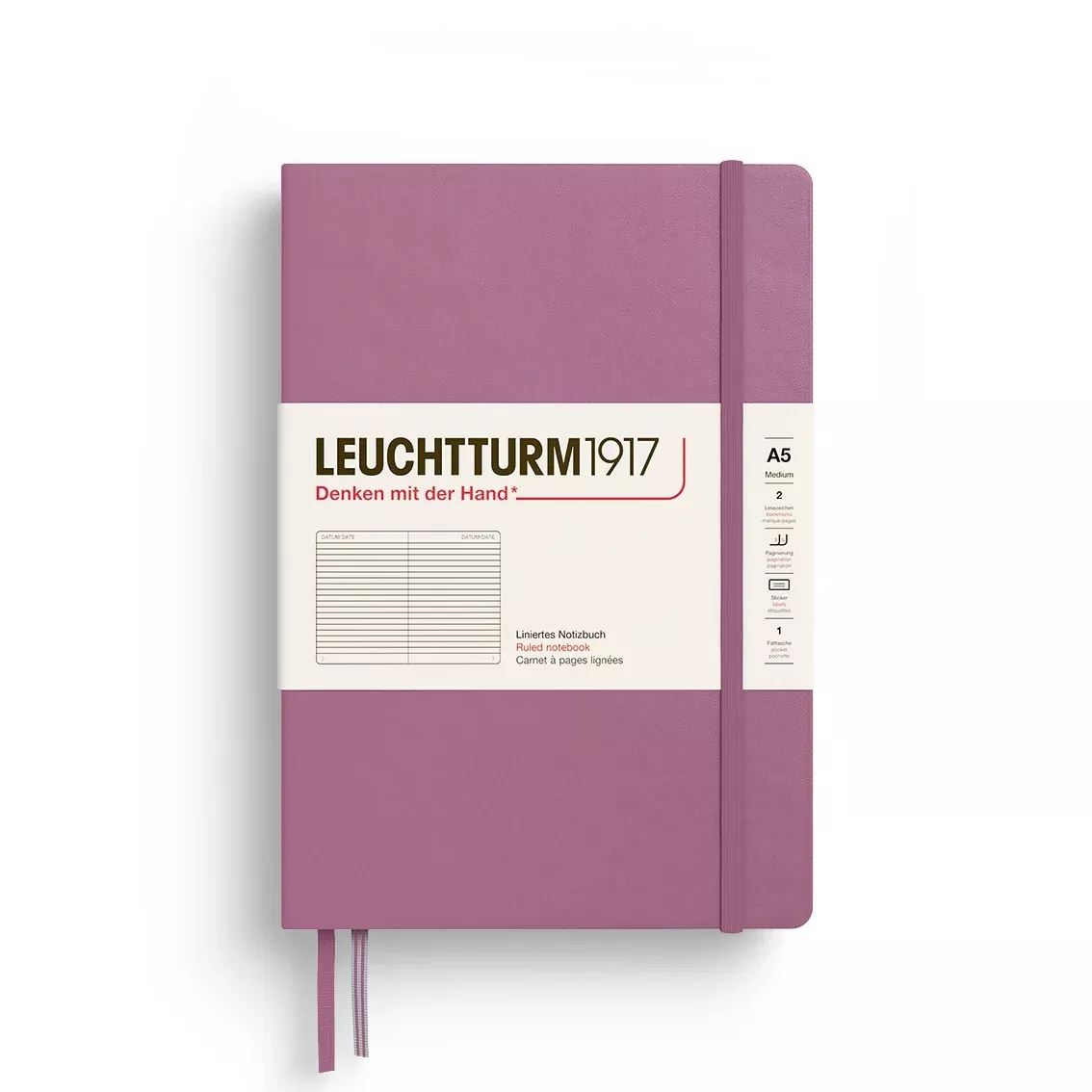 LEUCHTTURM1917 HC Notebook, Medium (A5), 251 p., Ruled - Dusty Rose