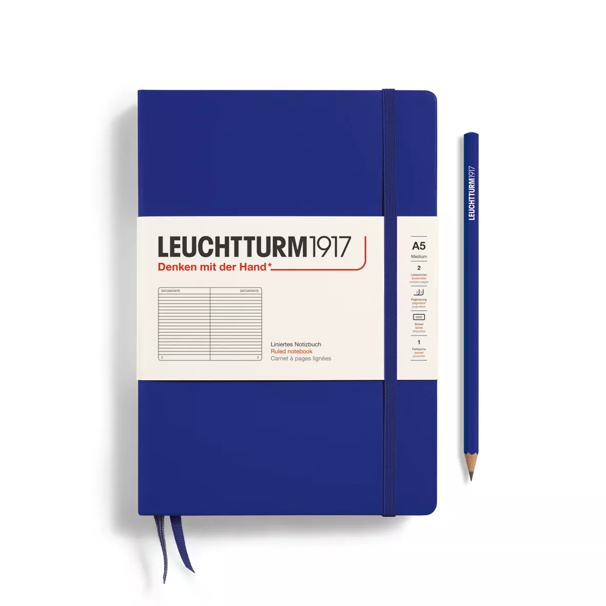 LEUCHTTURM1917 HC Notebook, Medium (A5), 251 p., Ruled - Ink Blue