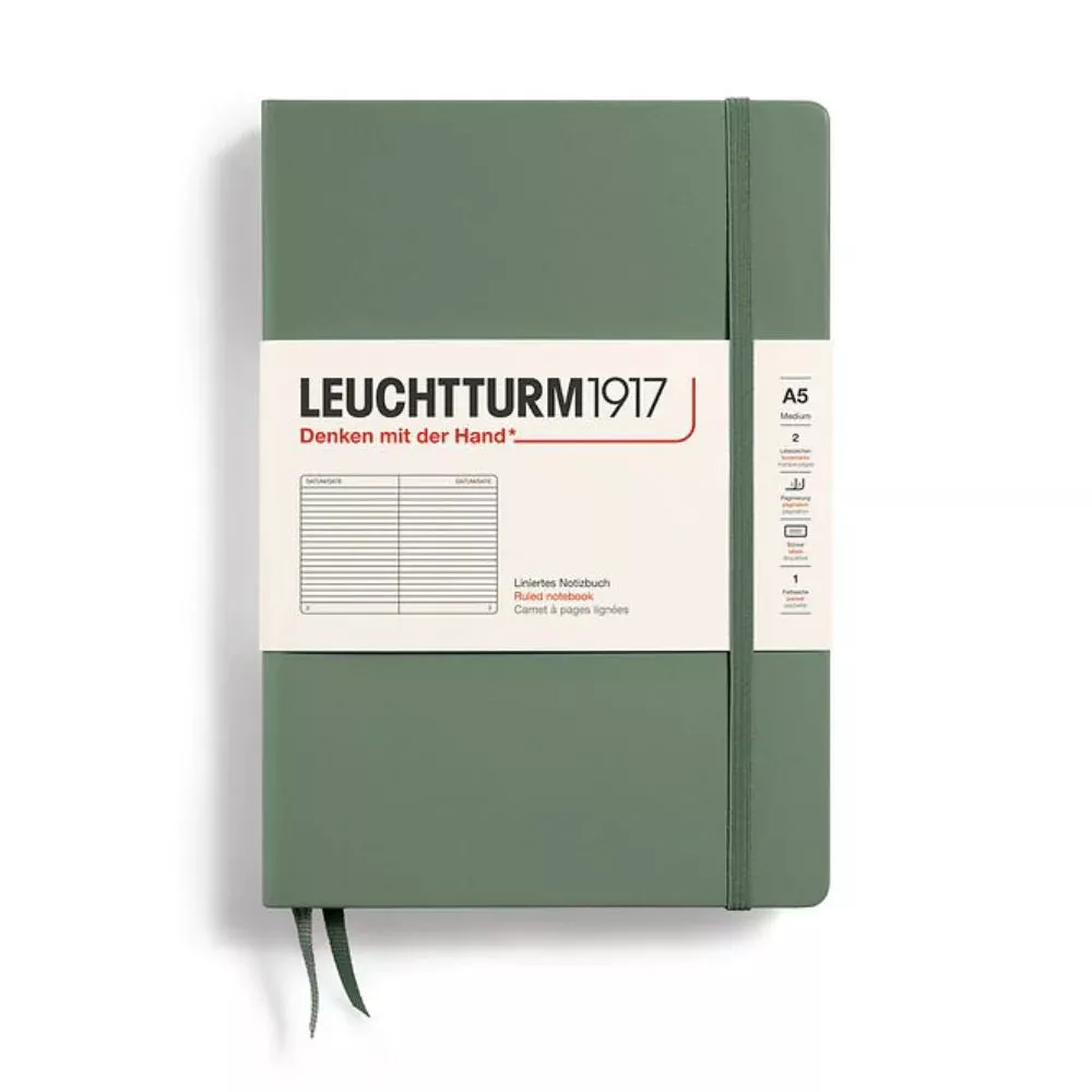 LEUCHTTURM1917 HC Notebook, Medium (A5), 251 p., Ruled - Olive Green