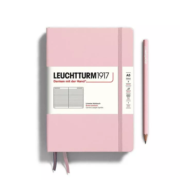 LEUCHTTURM1917 HC Notebook, Medium (A5), 251 p., Ruled - Powder Pink