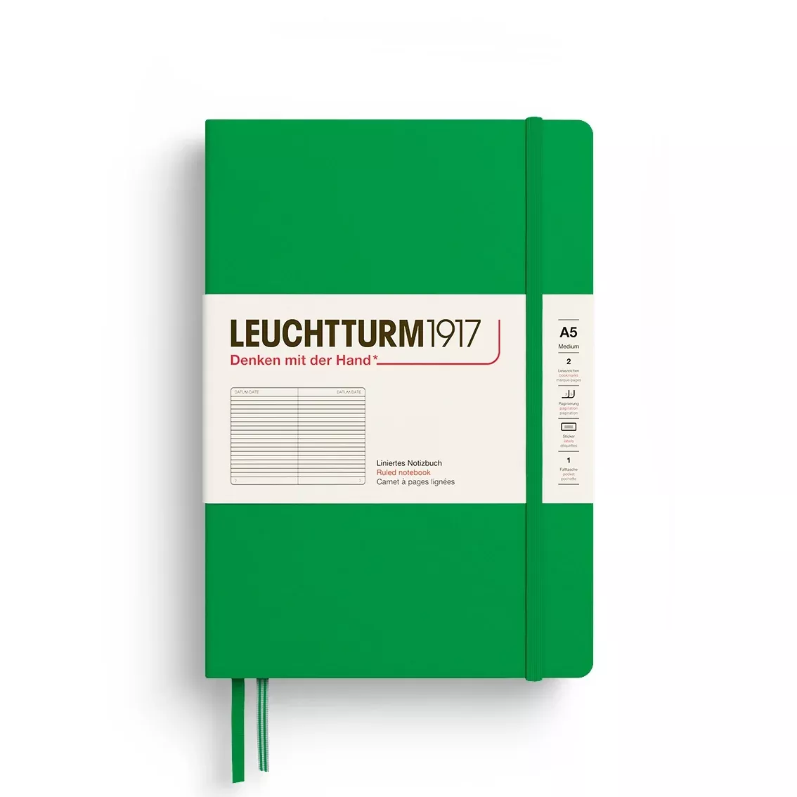 LEUCHTTURM1917 HC Notebook, Medium (A5), 251 p., Ruled - Spring Leaf