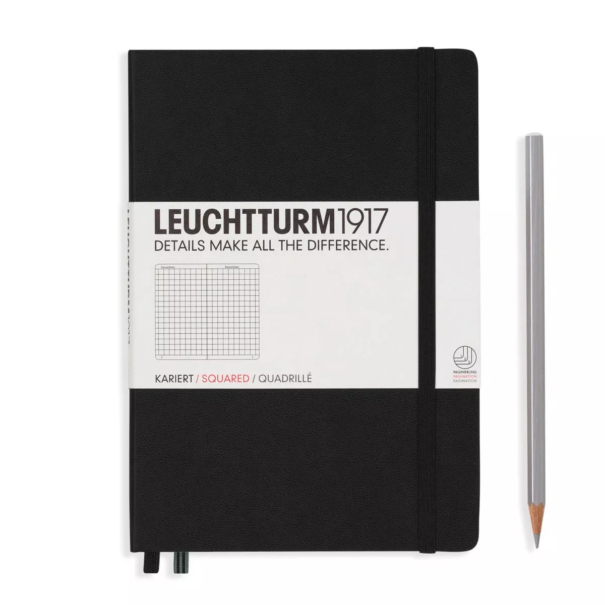 LEUCHTTURM1917 HC Notebook, Medium (A5), 251 p., Squared - Black