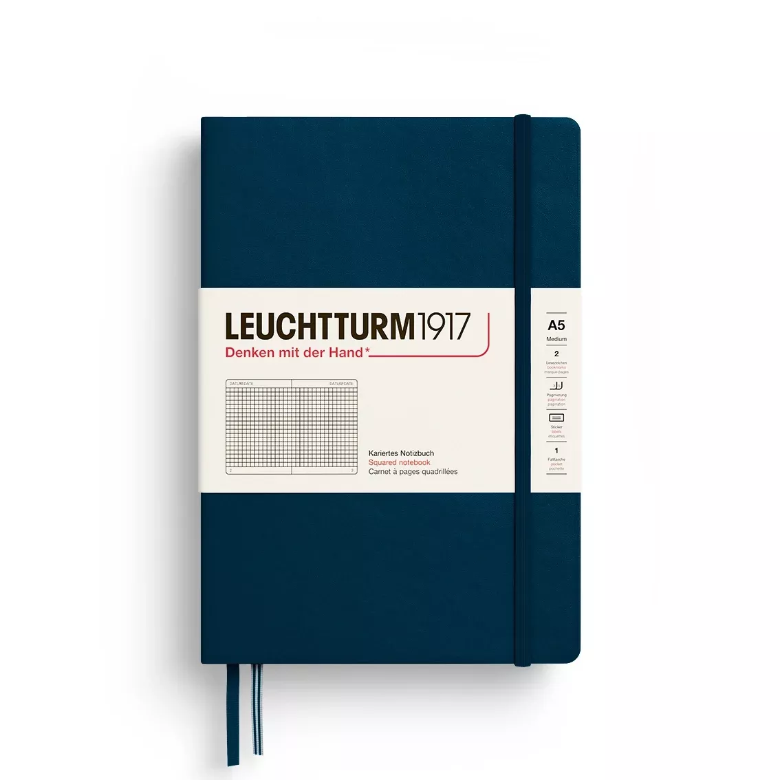 LEUCHTTURM1917 HC Notebook, Medium (A5), 251 p., Squared - Deep Sea