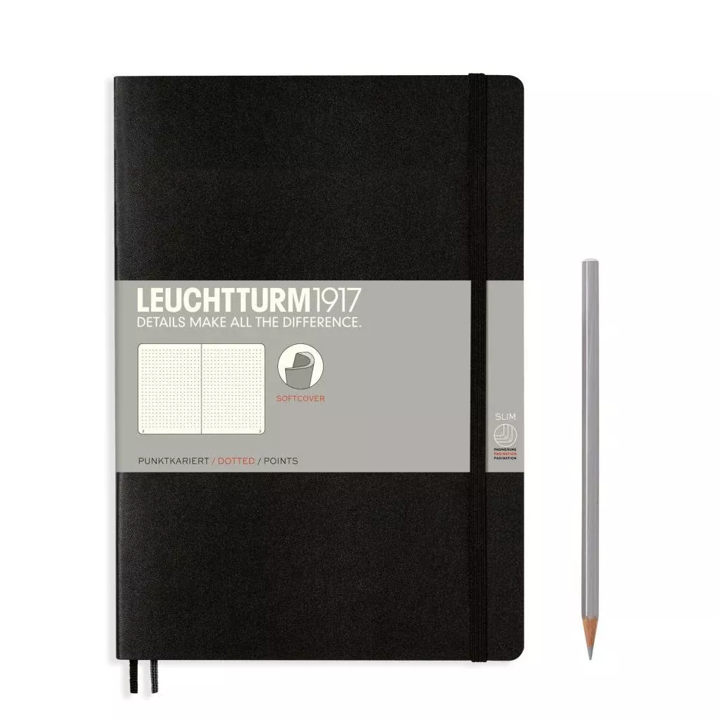 LEUCHTTURM1917 Notebook Composition (B5) dotted, softcover, 121 numbered pages - Black