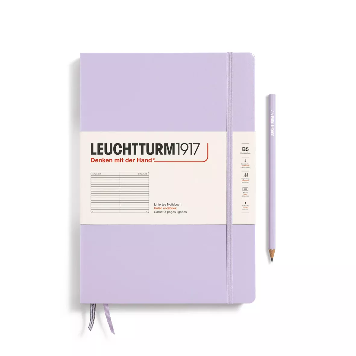 LEUCHTTURM1917 Notebook Composition (B5), Hardcover, 219 numbered pages, Lined - Lilac Purple