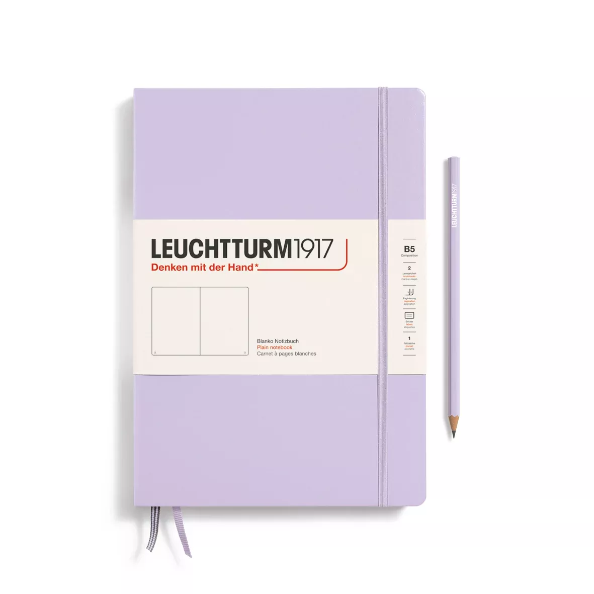 LEUCHTTURM1917 Notebook Composition (B5), hardcover, 219 numbered pages, Plain - Lilac Purple