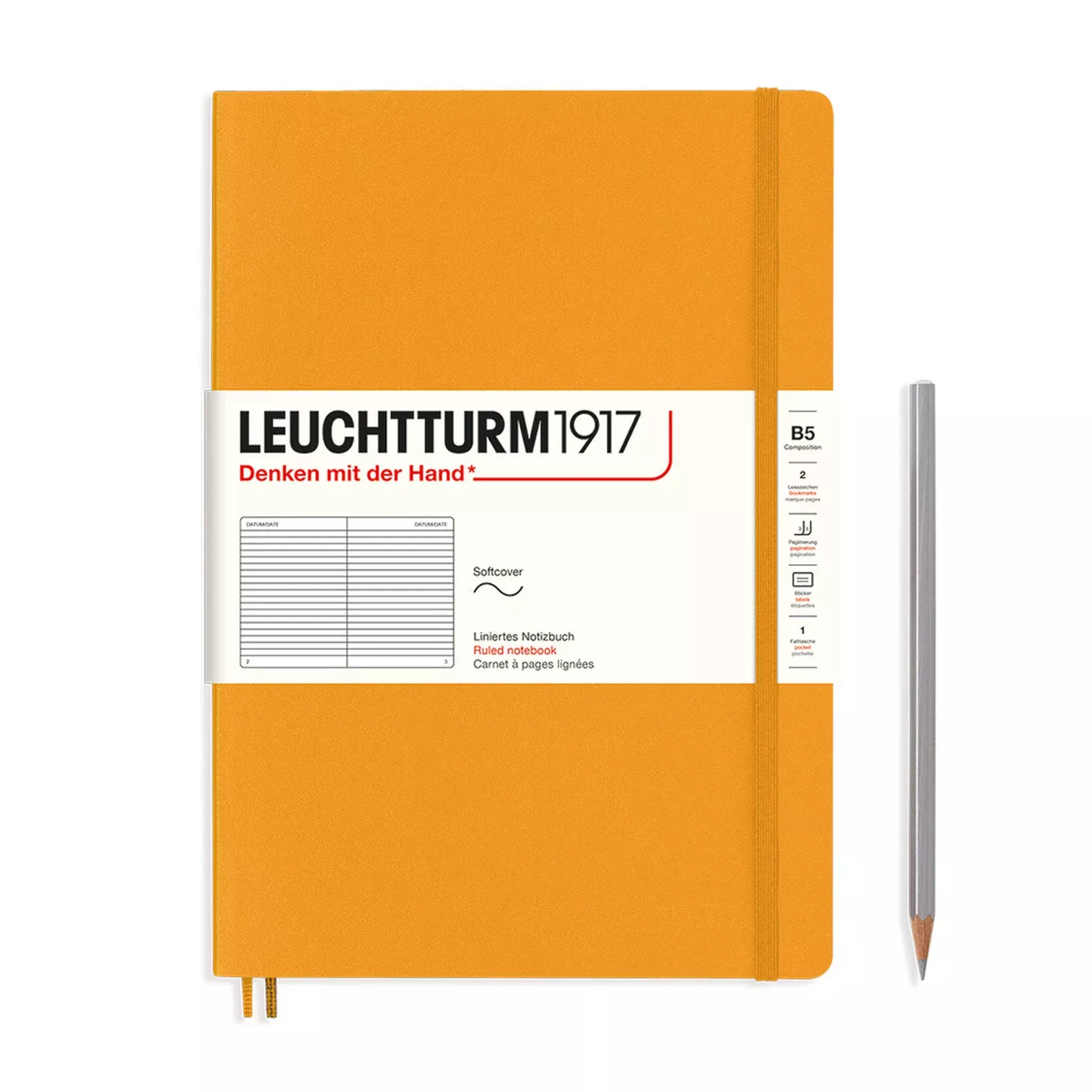 LEUCHTTURM1917 Notebook Composition (B5) Ruled, Softcover, 123 Numbered pages - Rising Sun