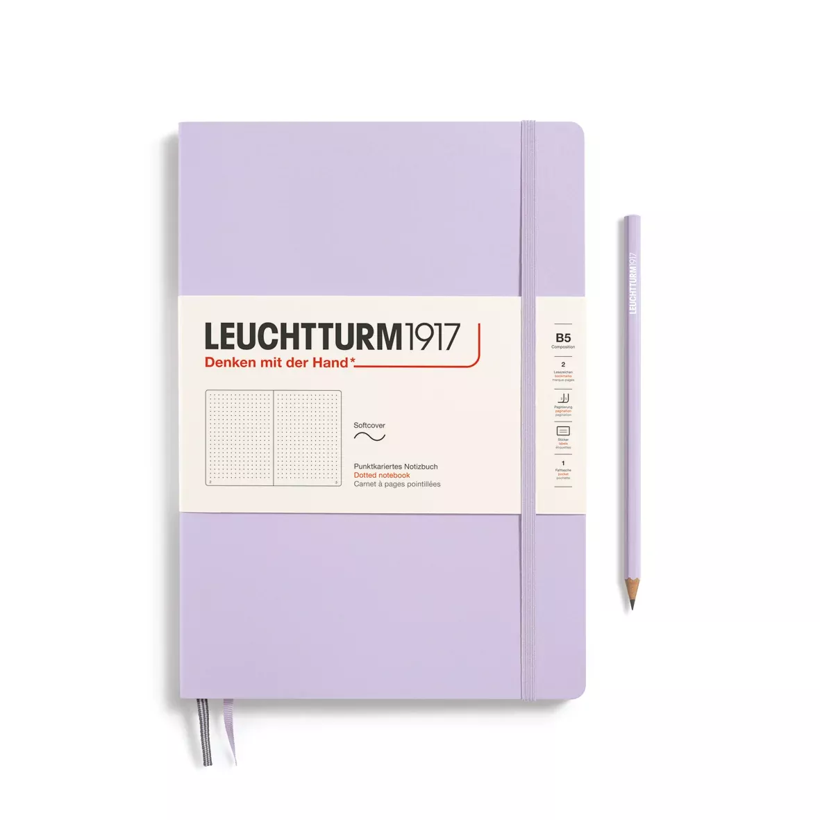 LEUCHTTURM1917 Notebook Composition (B5), Softcover, 123 numbered pages, Dotted - Lilac Purple