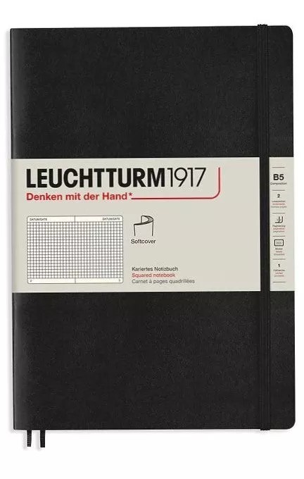 LEUCHTTURM1917 Notebook Composition (B5) squared, softcover, 121 numbered pages- Black