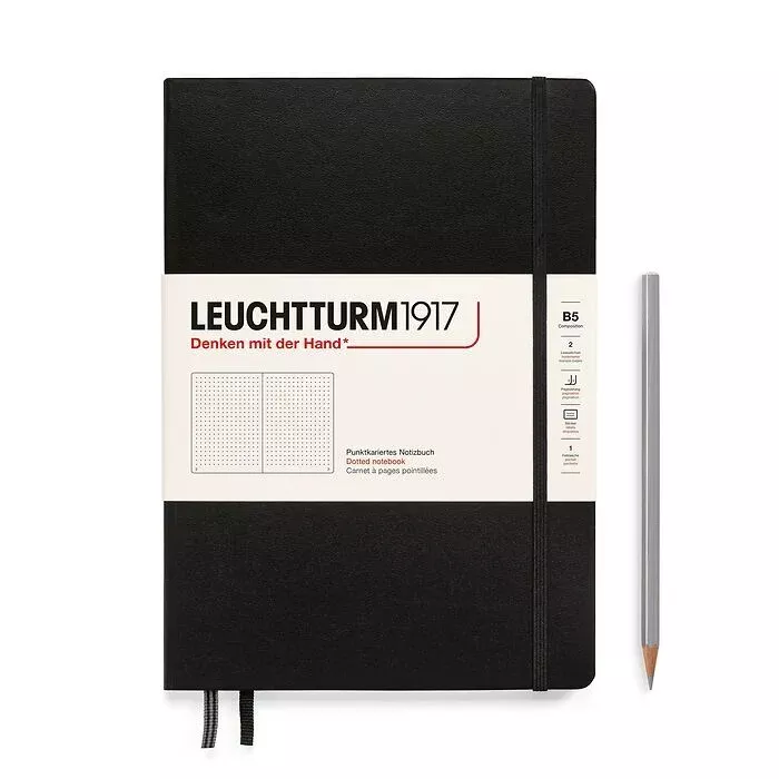 LEUCHTTURM1917 Notebook Hardcover composition (B5), 219 Numbered pages, Dotted - Black