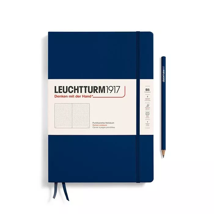 LEUCHTTURM1917 Notebook Hardcover composition (B5), 219 Numbered pages, Dotted - Navy Blue