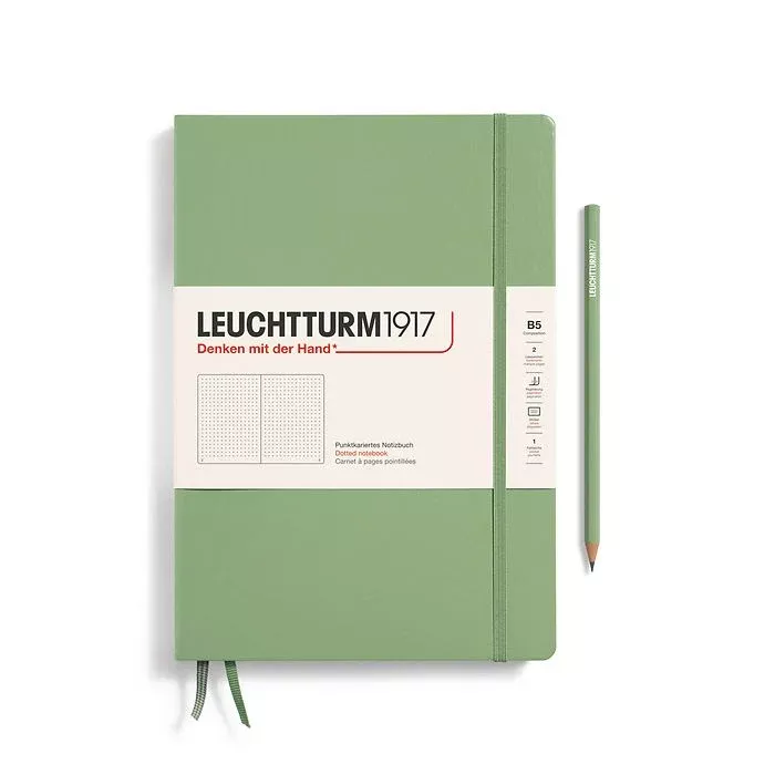 LEUCHTTURM1917 Notebook Hardcover composition (B5), 219 Numbered pages, Dotted - Sage Green