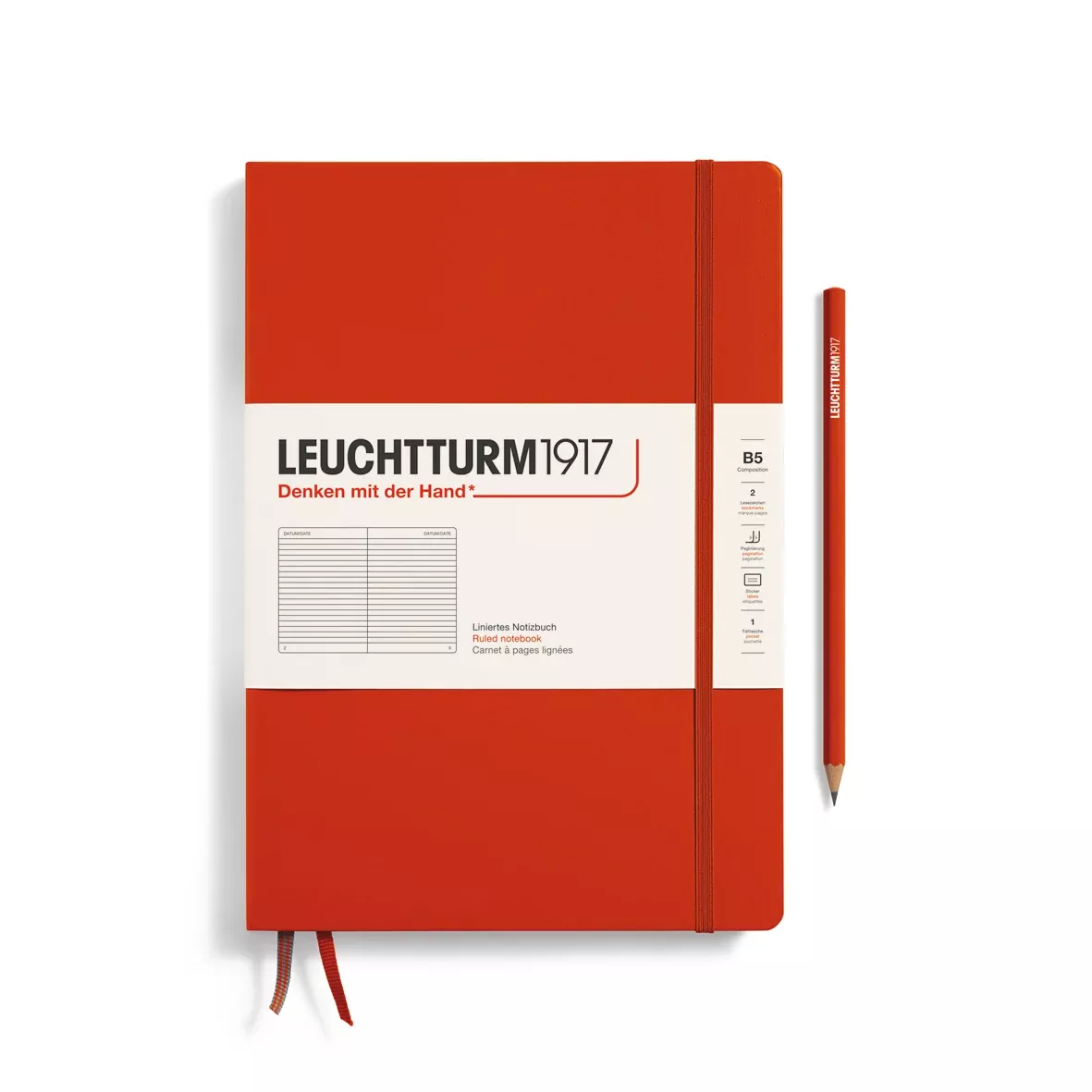 LEUCHTTURM1917 Notebook Hardcover Composition (B5), Ruled, 219 pages - Fox Red