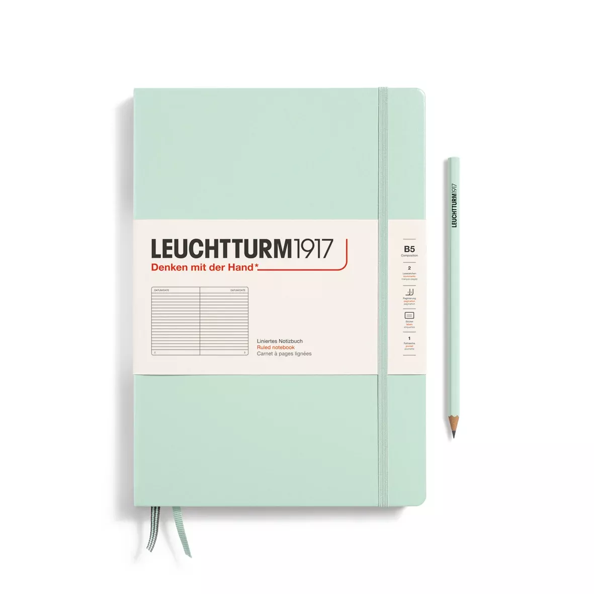 LEUCHTTURM1917 Notebook Hardcover Composition (B5), Ruled, 219 pages - Mint Green