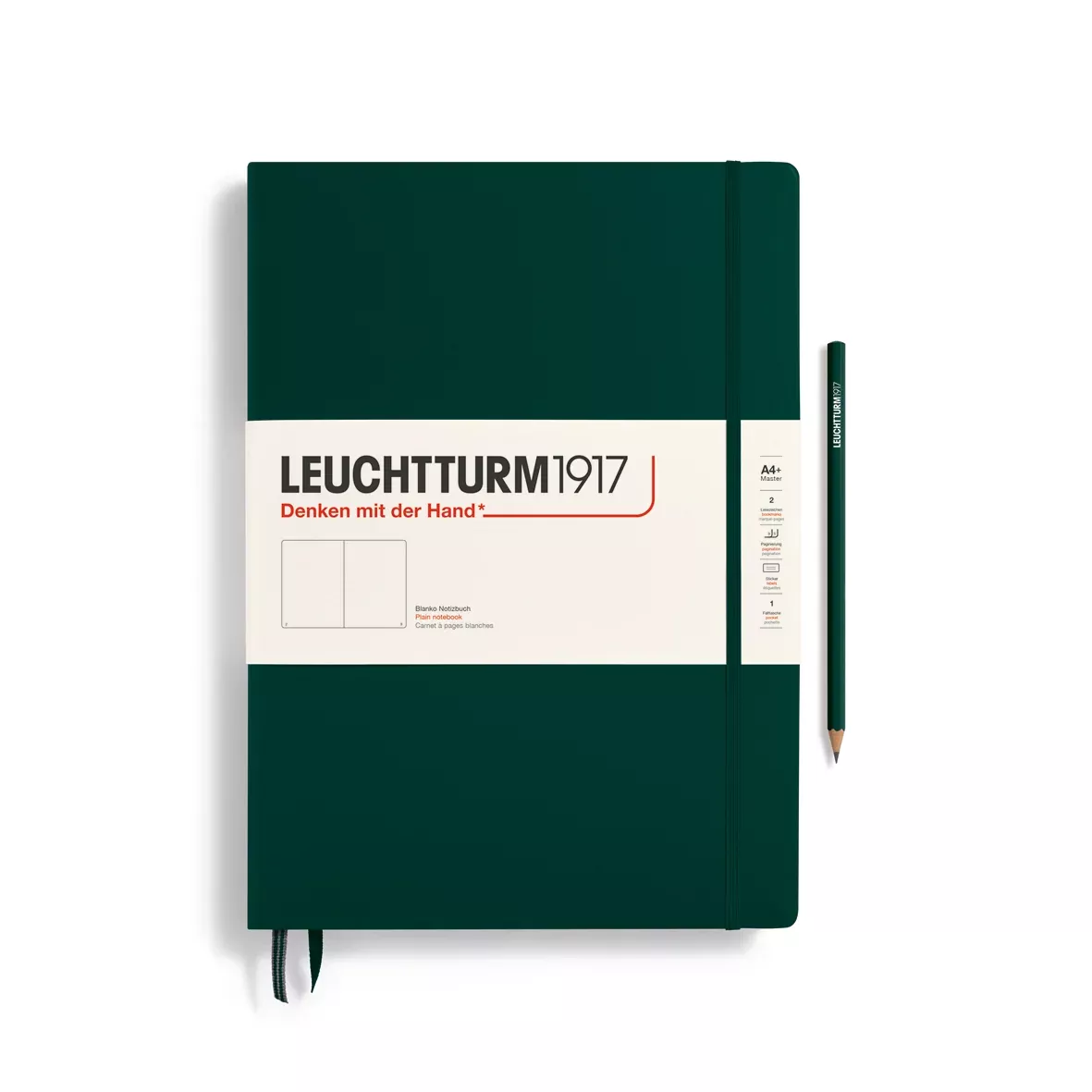 LEUCHTTURM1917 Notebook Hardcover Master Classic (A4+), Plain, 235 pages - Forest Green