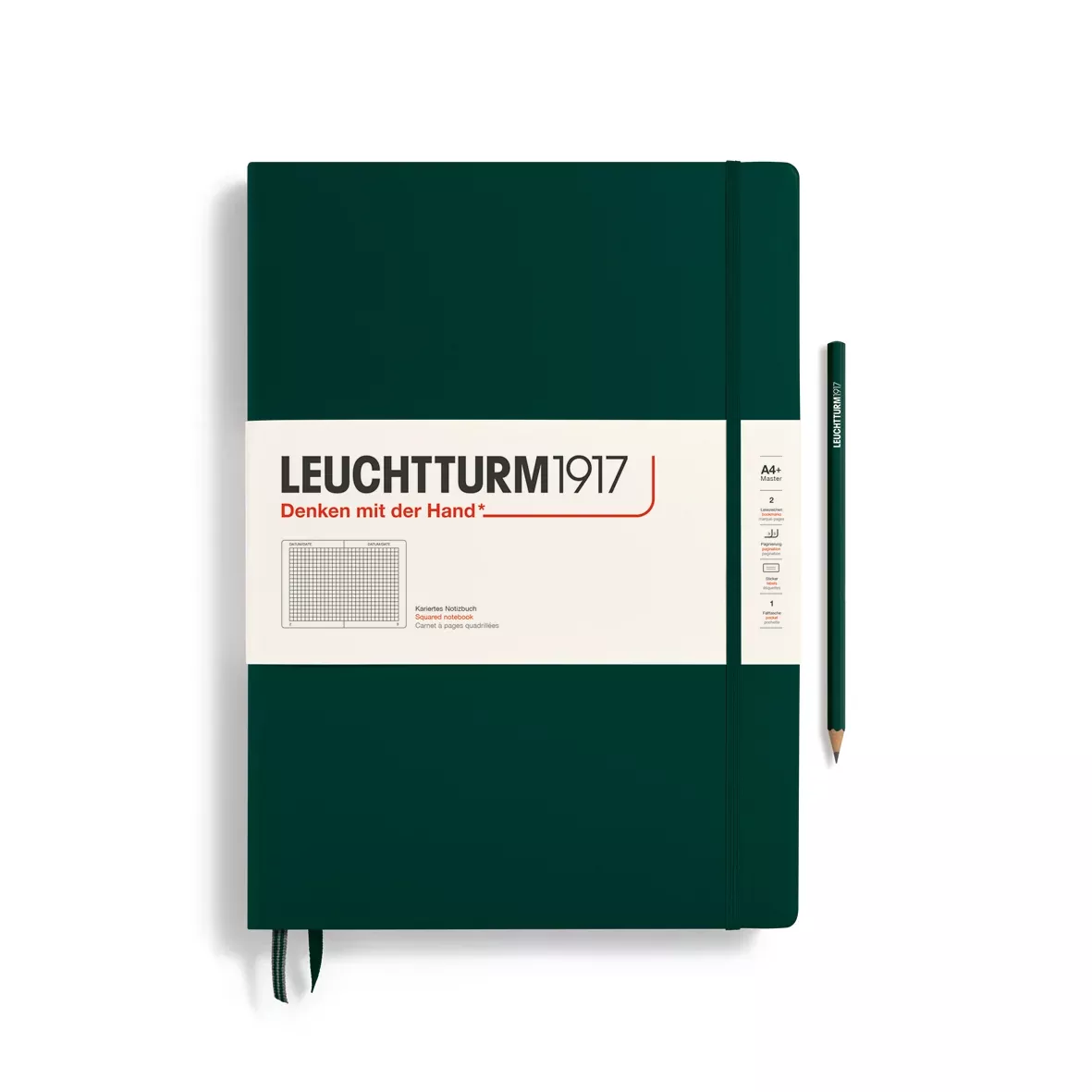 LEUCHTTURM1917 Notebook Hardcover Master Classic (A4+), Square, 235 pages - Forest Green