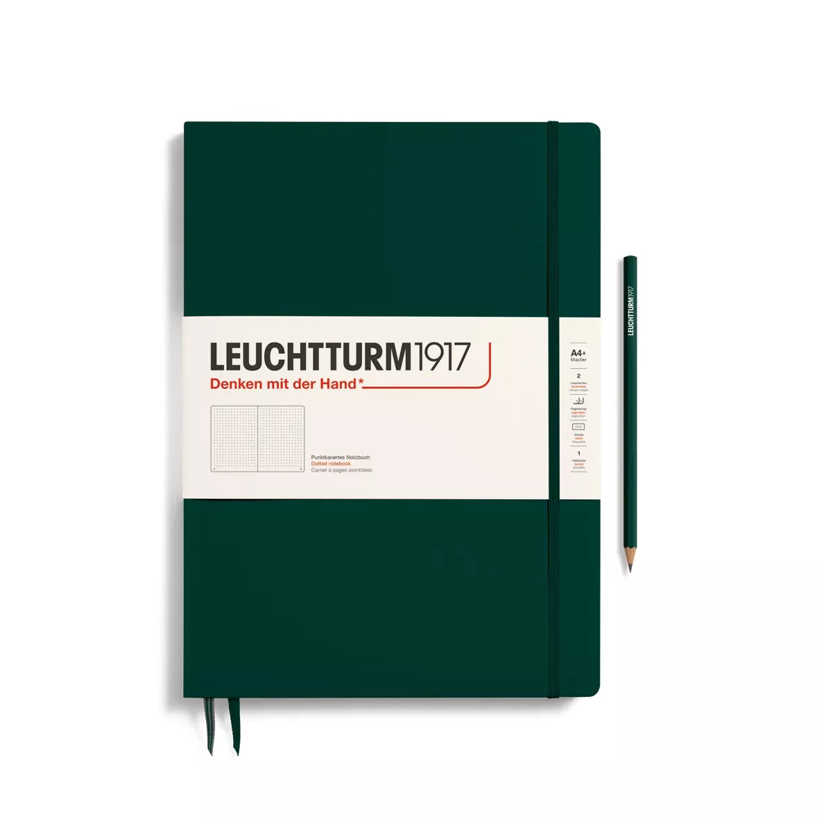 LEUCHTTURM1917 Notebook Hardcover Master Slim (A4+), Dotted, 123 pages - Forest Green
