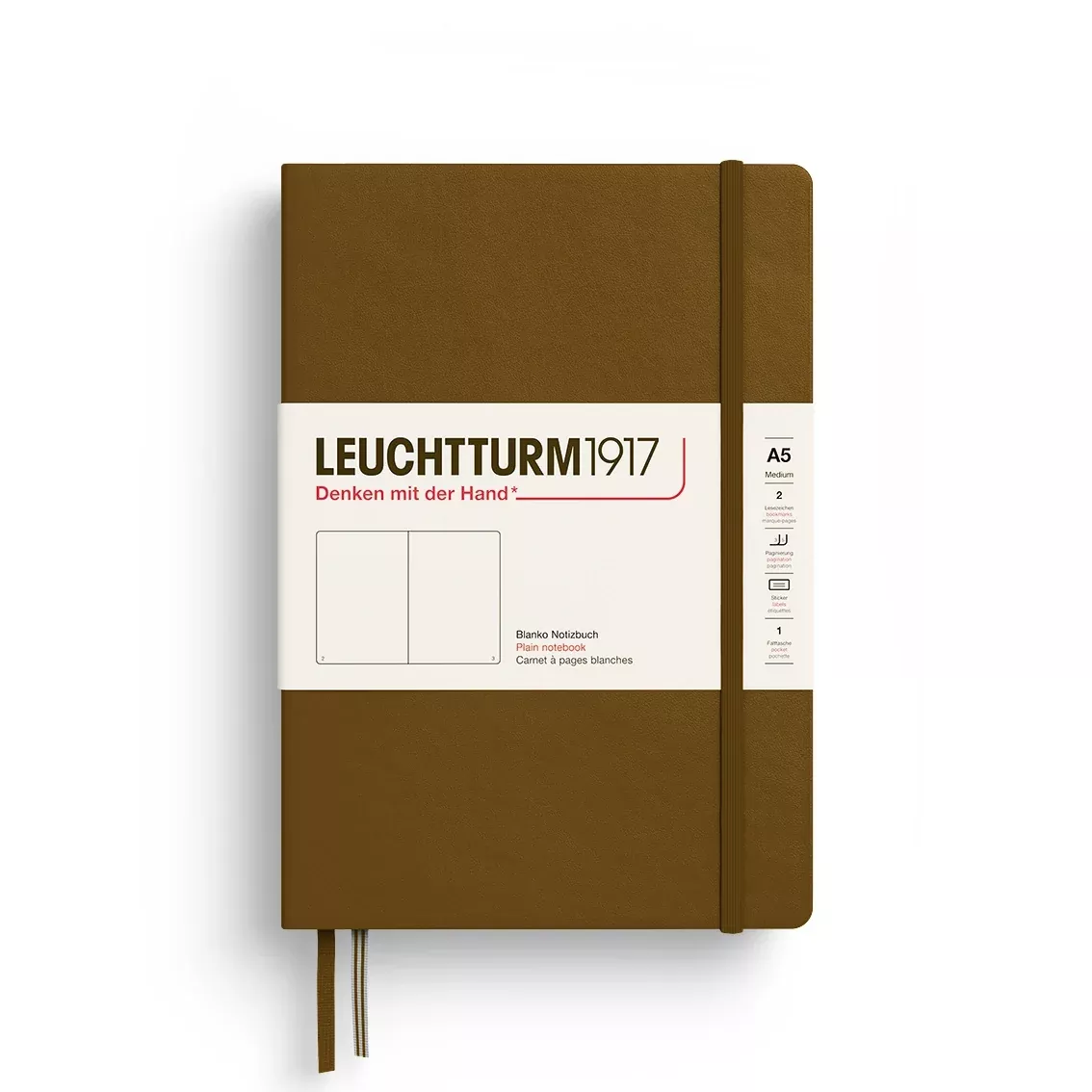 LEUCHTTURM1917 Notebook Hardcover Medium (A5), 251 p, Plain - Spice Brown