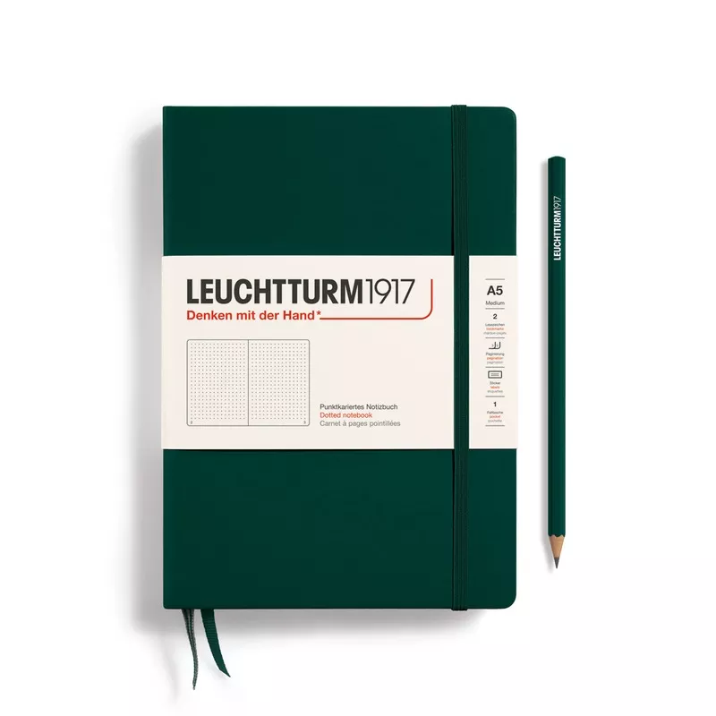 LEUCHTTURM1917 Notebook Hardcover Medium (A5), 251 pages, Dotted - Forest Green