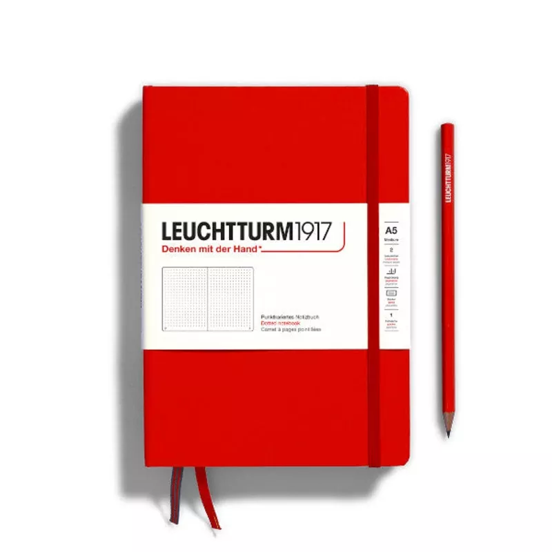 LEUCHTTURM1917 Notebook Hardcover Medium (A5), 251 pages, Dotted - Fox Red