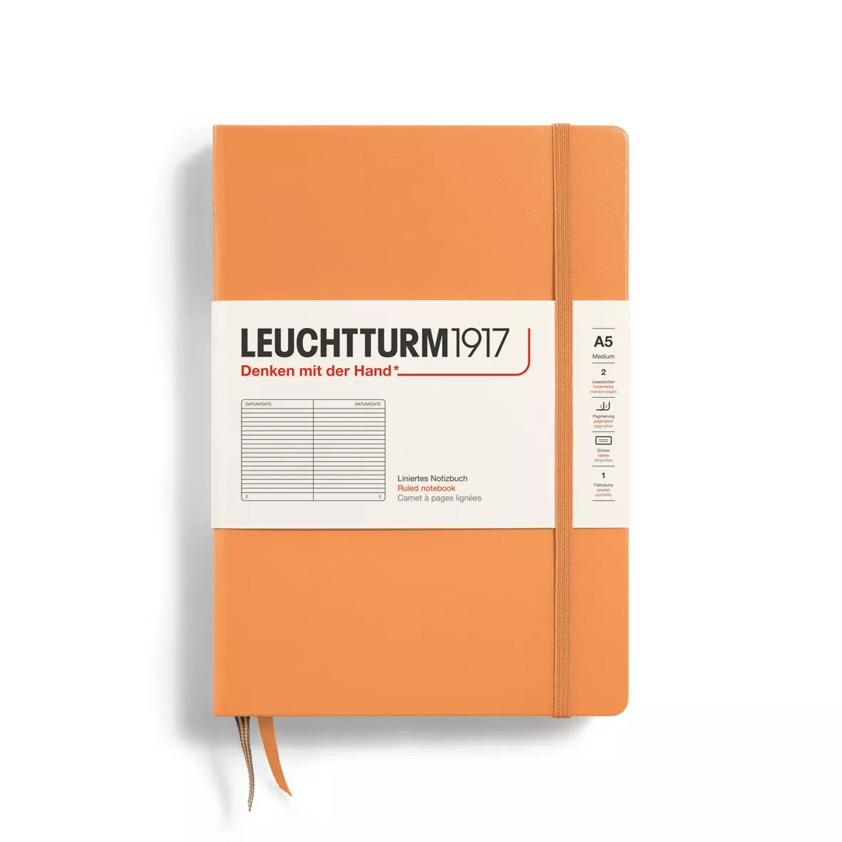 LEUCHTTURM1917 Notebook Hardcover Medium (A5), 251 Pages, Ruled - Apricot