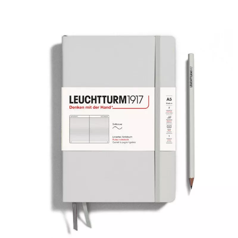 LEUCHTTURM1917 Notebook Hardcover Medium (A5), 251 pages, Ruled -Light Grey