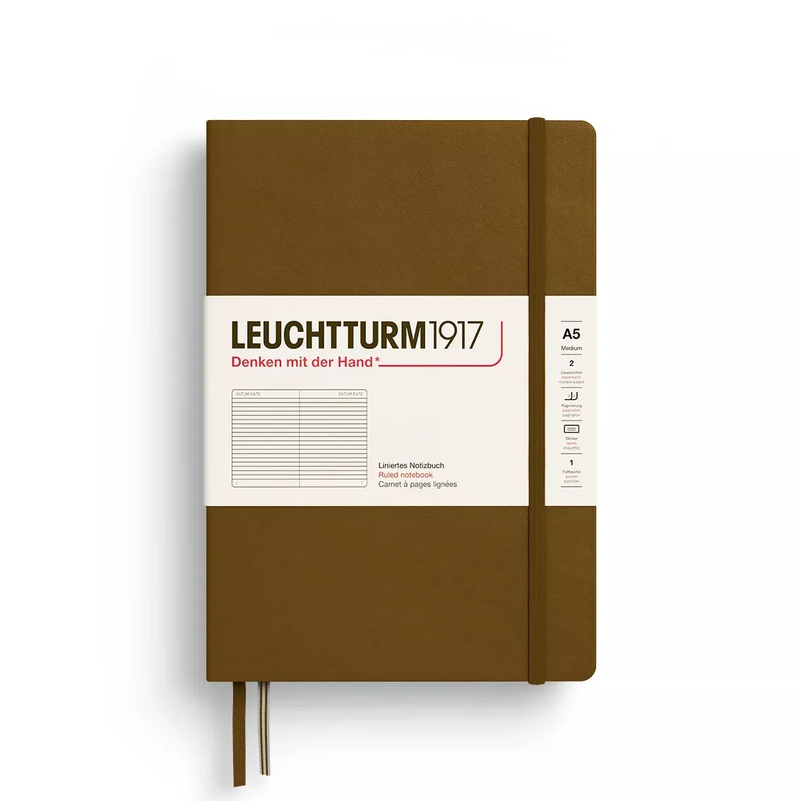 LEUCHTTURM1917 Notebook HC Medium (A5), 251 p, Ruled - Spice Brown