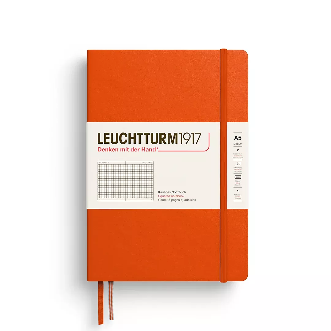 LEUCHTTURM1917 Notebook HC Medium (A5), 251 p, Squared - Pumpkin