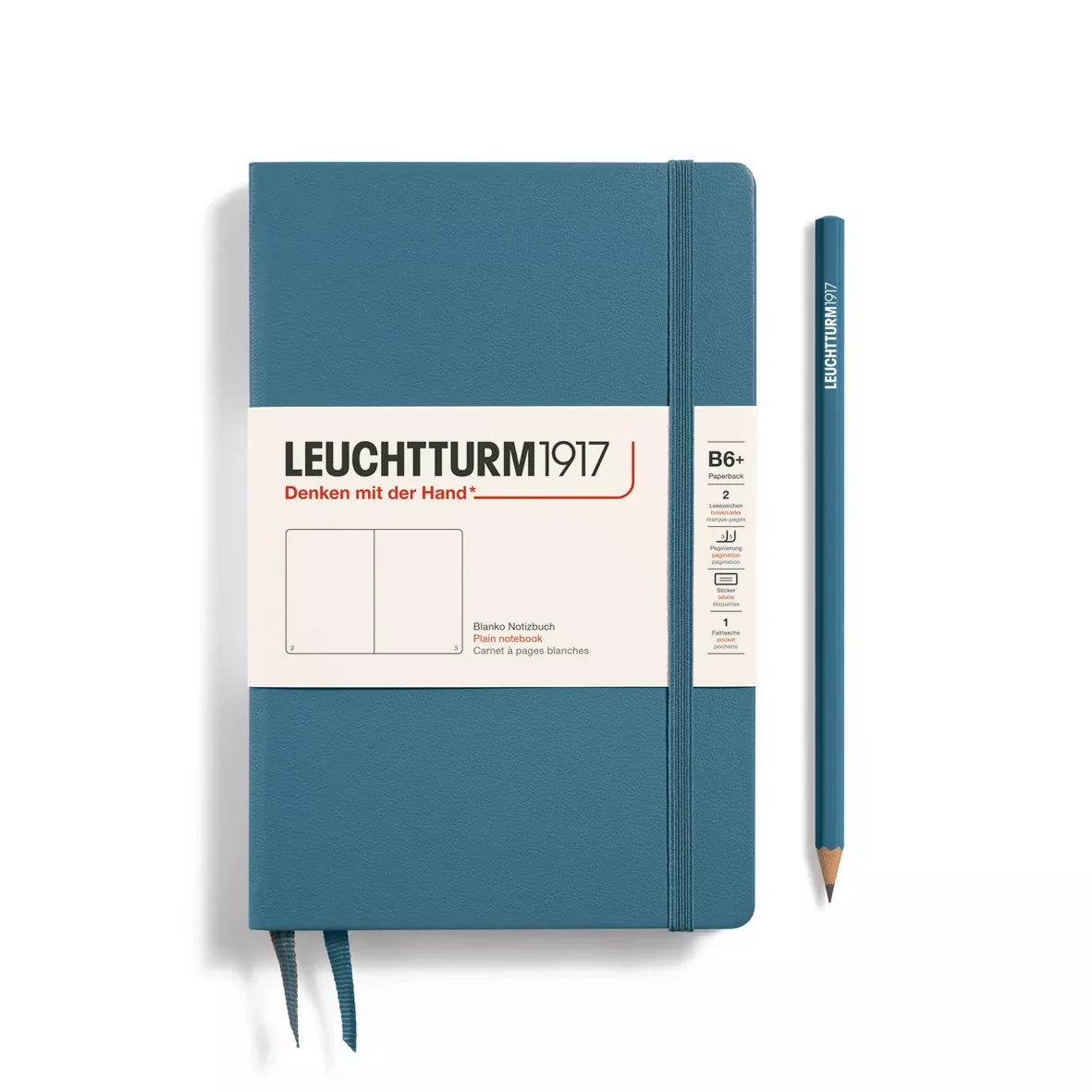 LEUCHTTURM1917 Notebook HC Paperback (B6+), Hardcover, 219p., Plain - Stone Blue