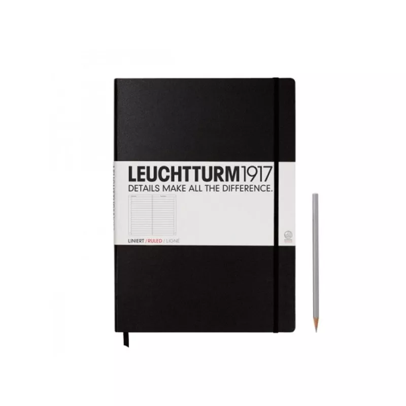 LEUCHTTURM1917 Notebook Master (A4+) Hardcover, 235 Numbered Pages, Ruled - Black