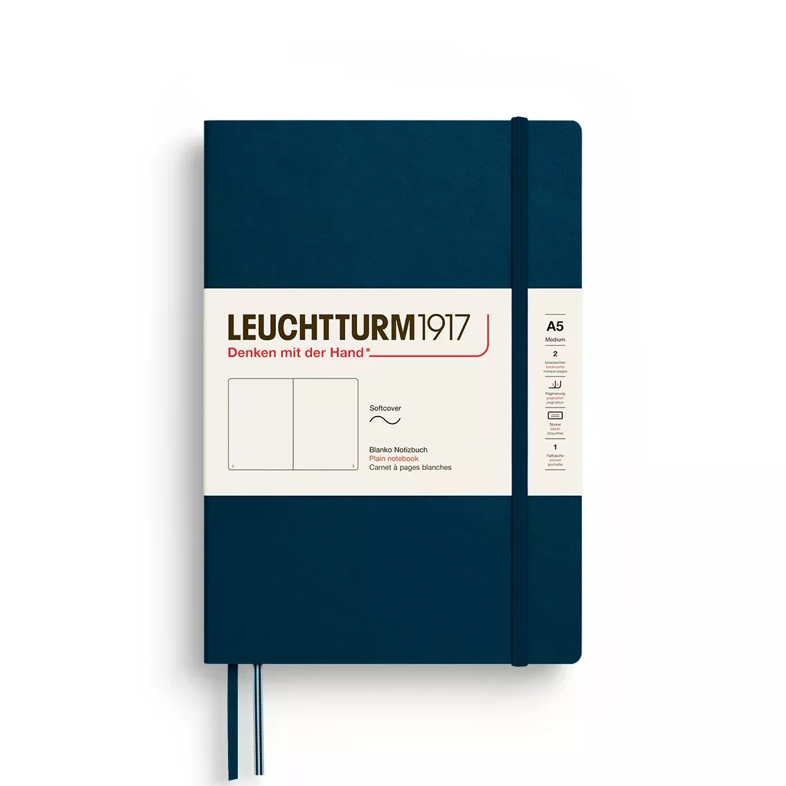 LEUCHTTURM1917 Notebook SC Medium (A5), 123 p, Plain - Deep Sea Blue