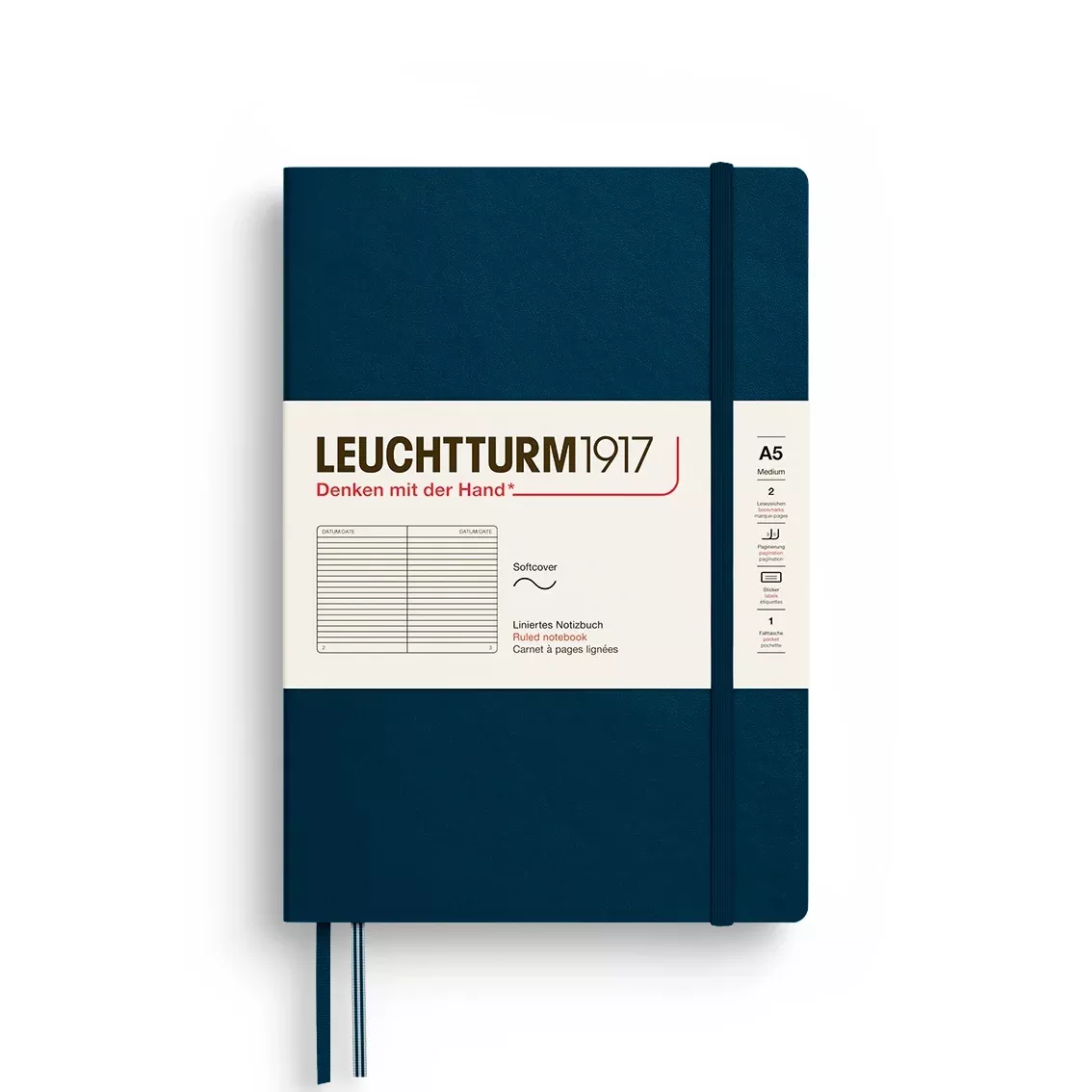 LEUCHTTURM1917 Notebook SC Medium (A5), 123 p, Ruled - Deep Sea Blue